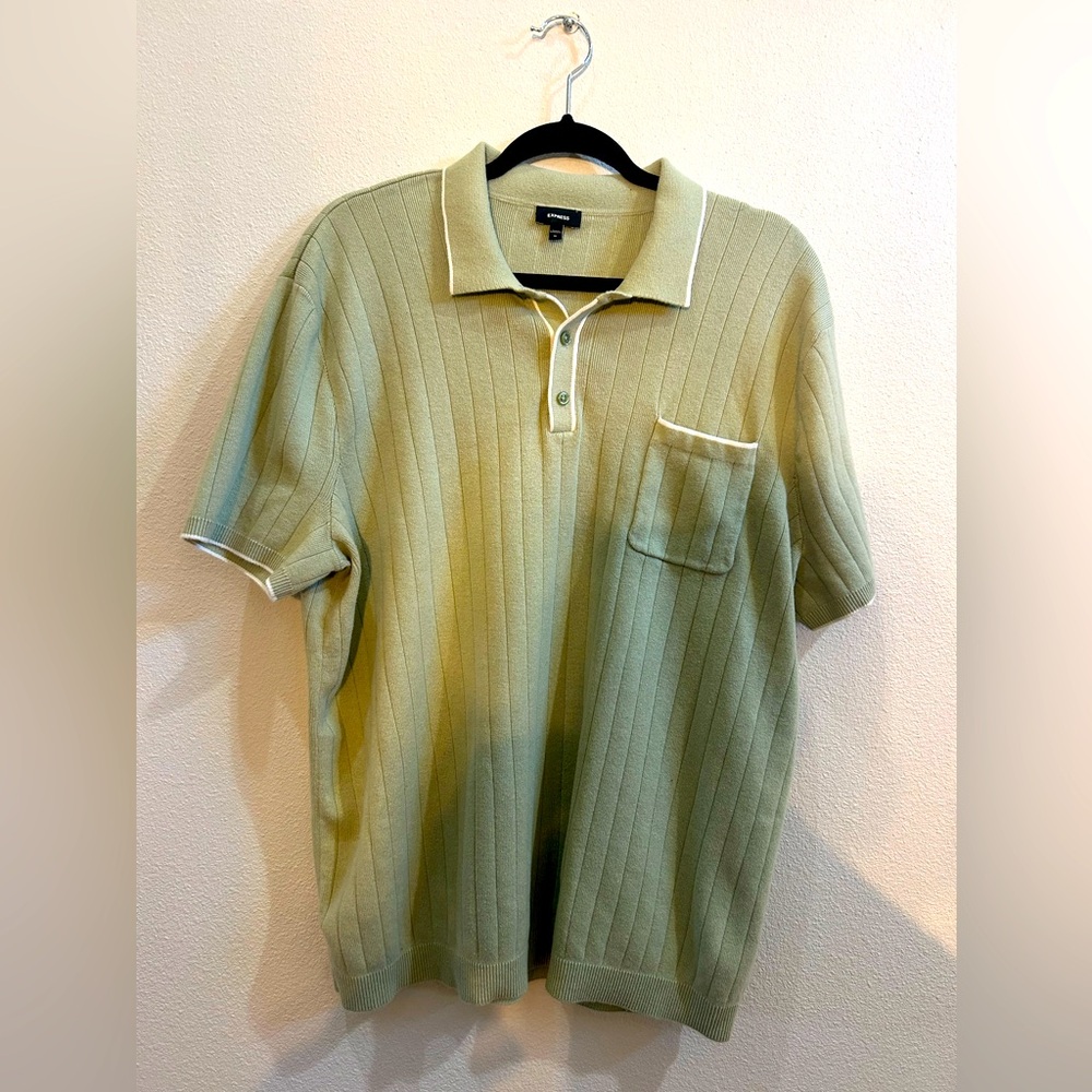 EXPRESS Men’s Olive Green Sweater Polo Shirt